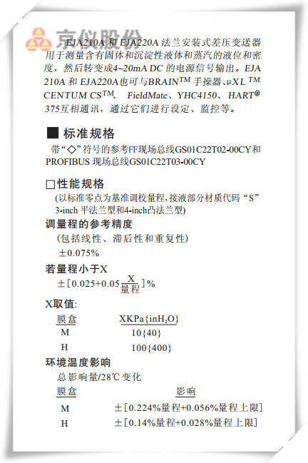 EJA210A 和 EJA220A法蘭安裝式差壓91深夜福利网